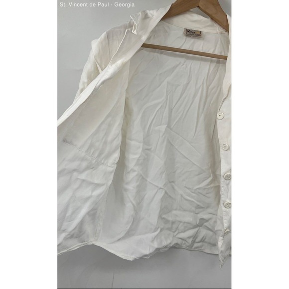 Naturelle Short Sleeve Blouse Women's Large White Buttons FLAWS - Picture 5 of 10